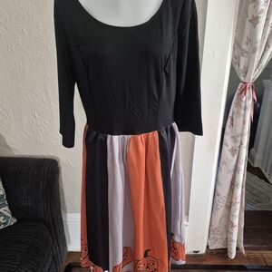 Black and Multicolor Long Sleeve Dress